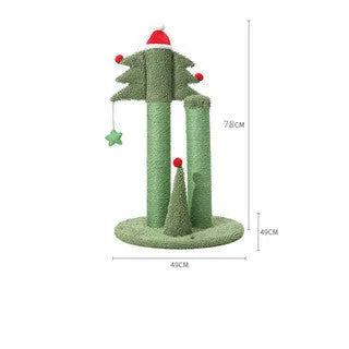 Plush cat scratching cactus tree toy with 68cm large section and 53cm small section