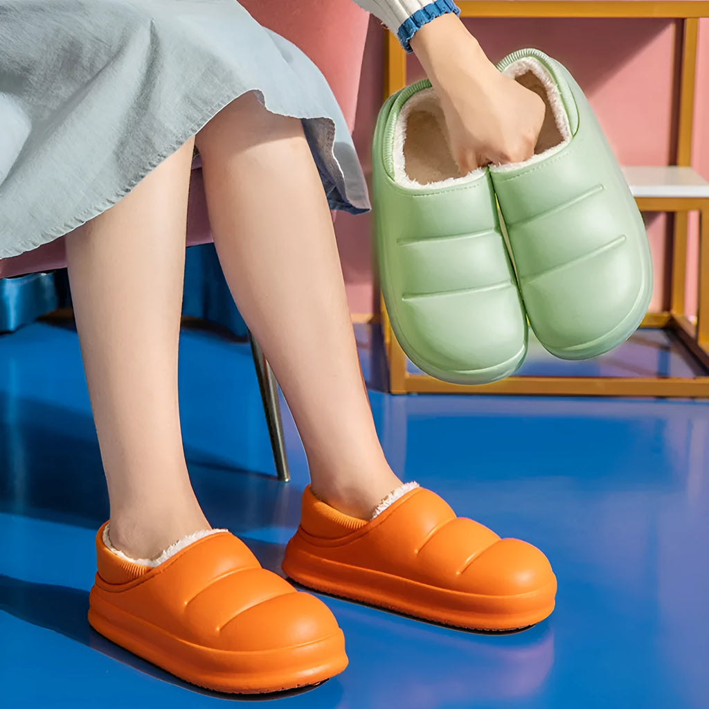 Waterproof EVA overshoe slippers with non-slip soles available in six colours