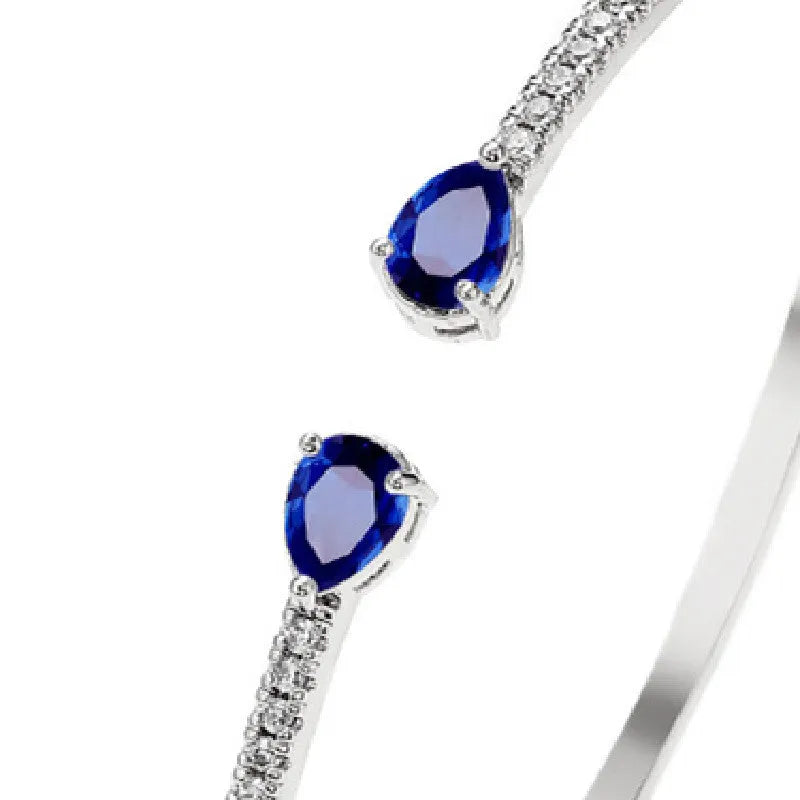 Personalised multi-zircon copper bracelet with inlaid stones in simple minimalist style