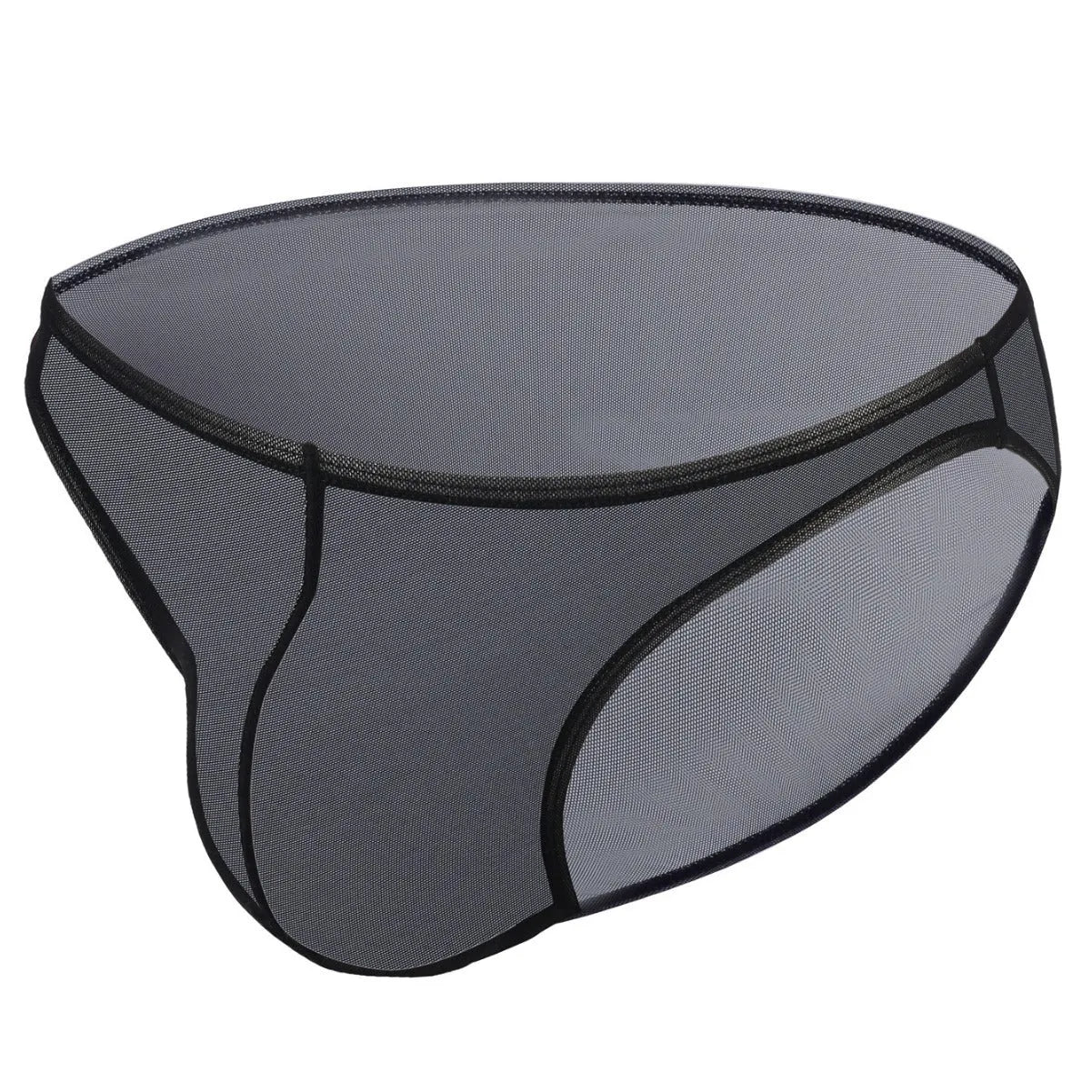 Men's black low-waist triangle briefs made from quick-drying nylon fabric