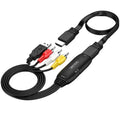 HDMI to AV adapter cable converter with 110cm length showing RCA composite output connectors