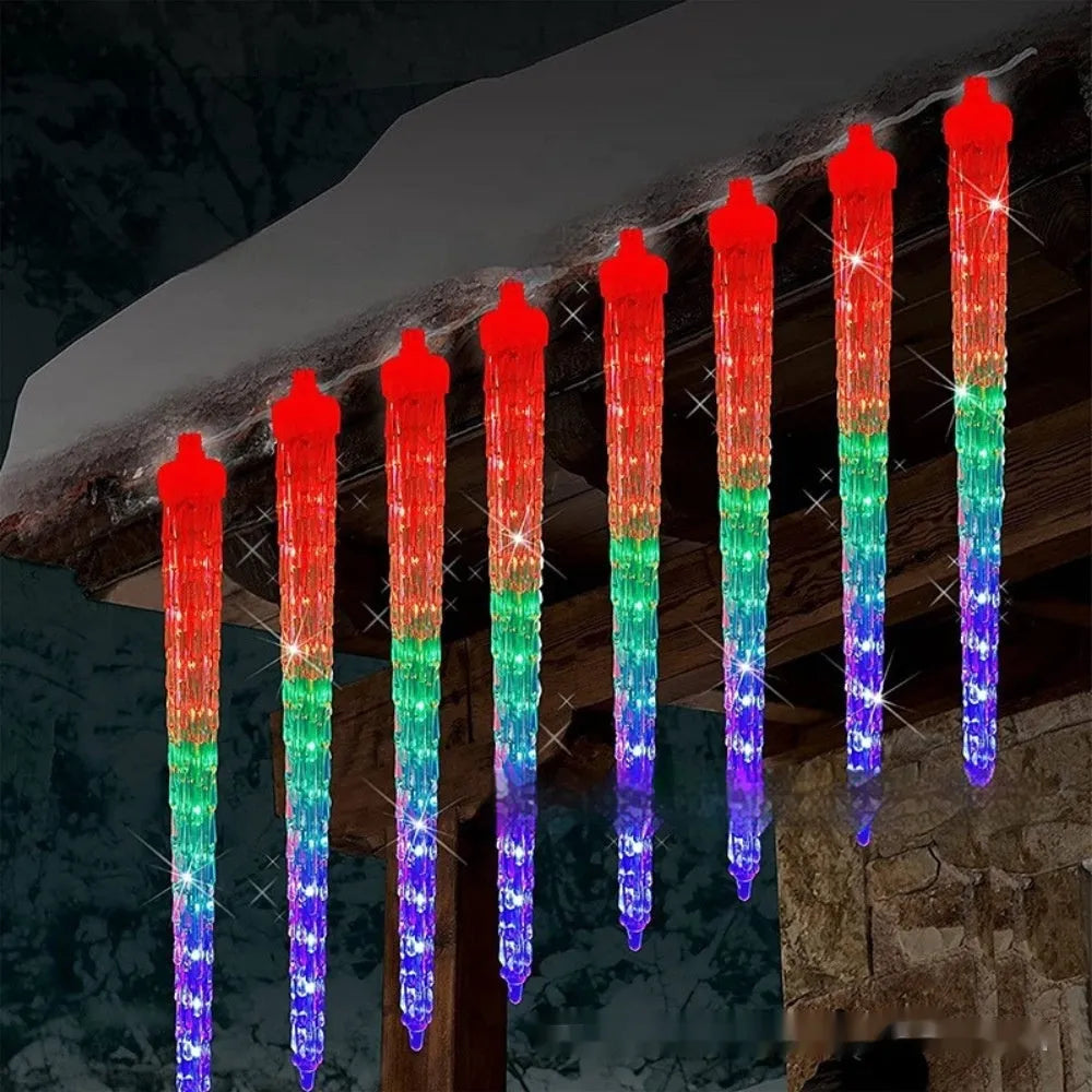 30cm plastic ice cone shaped meteor shower festoon lamp for outdoor garden decoration
