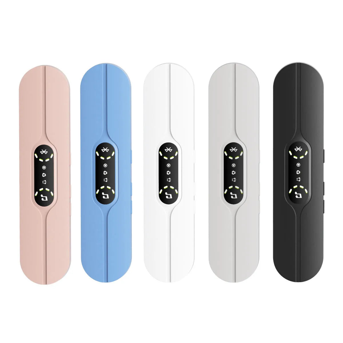 Bone conduction wireless Bluetooth music box in black with USB recharge port and timing control buttons