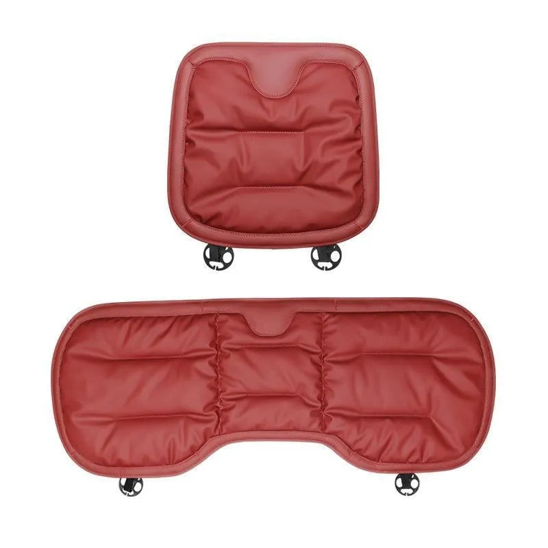 Anti-fouling leather car seat cushion in three-piece set for front and rear seats, colour option shown