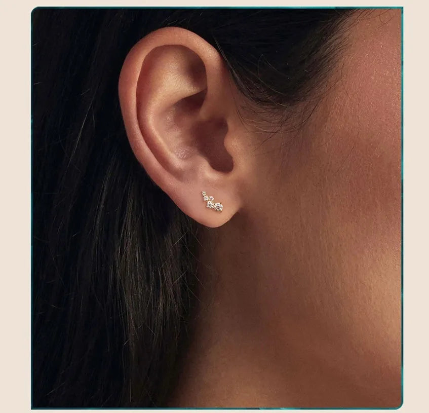 Geometric moissanite earrings for women, 925 silver bubble design, gold or silver finish
