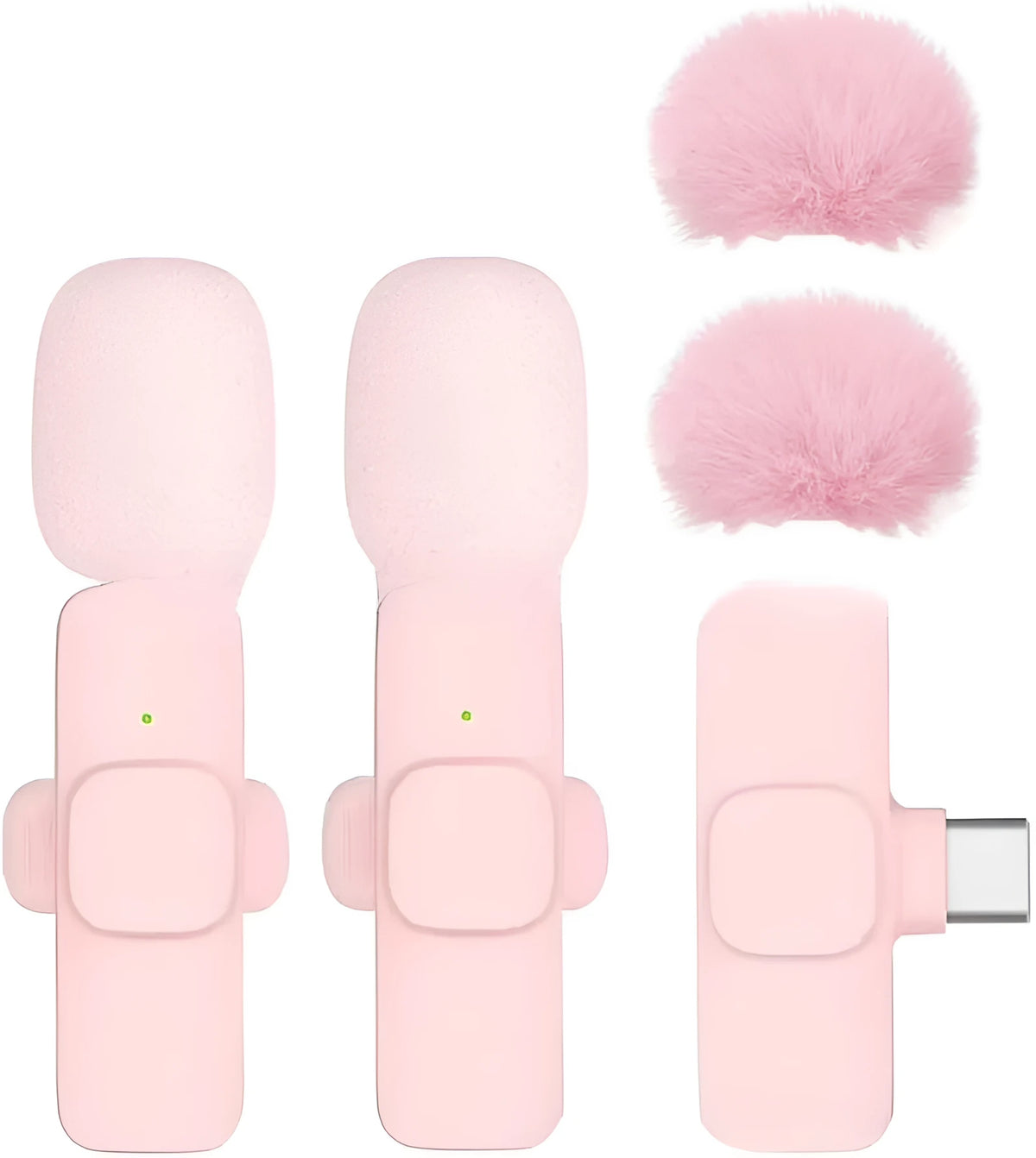 Pink K1K9 one-drag noise reduction radio wool microphone with receiver and USB adapter