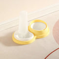 Grey and yellow pet dual feeding bowl with automatic water dispenser and neck protection design
