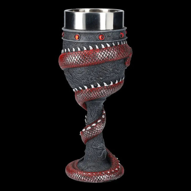 Personalised Chinese dragon 3D design red wine glass in stainless steel and resin, 200ml capacity