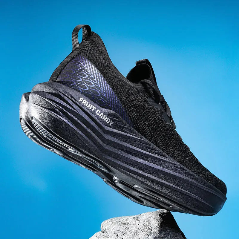 Men's road running shoes in Platinum Shadow Black with PU mesh upper, flat heel, low top, front lace-up, sizes 37-45.
