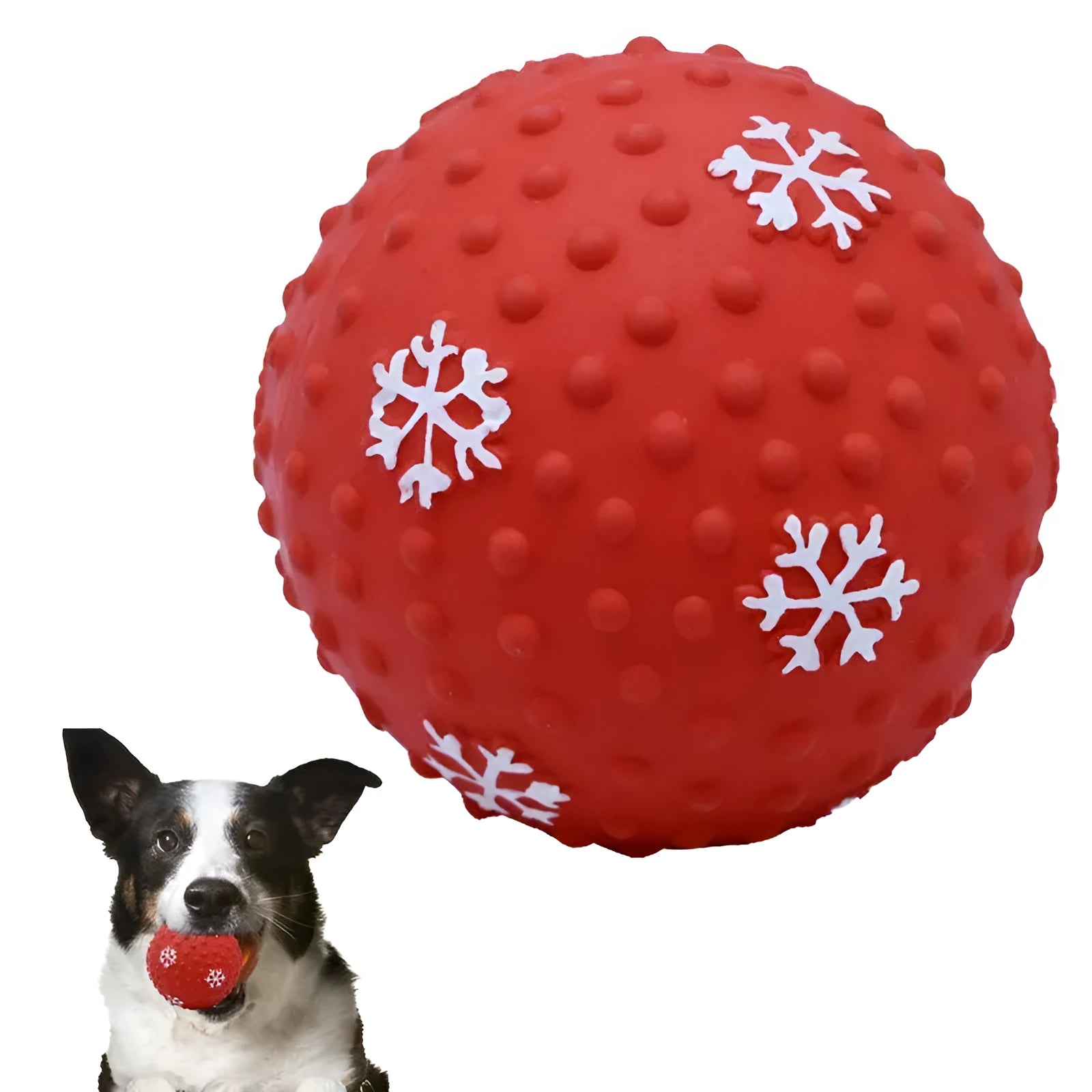 Red and green dog toy balls with squeaker and air vents 7cm for small medium dogs