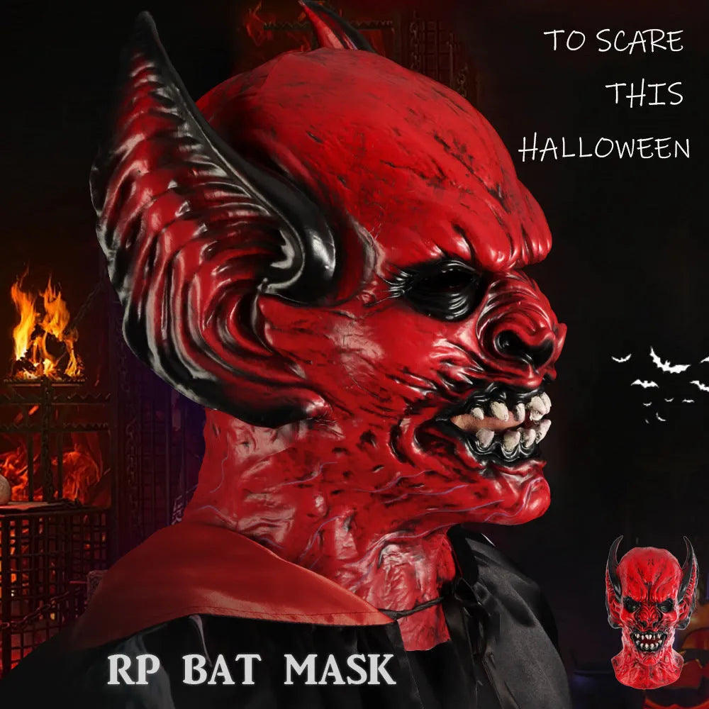 Red bat horror mask head cover made from RP foam for costume parties