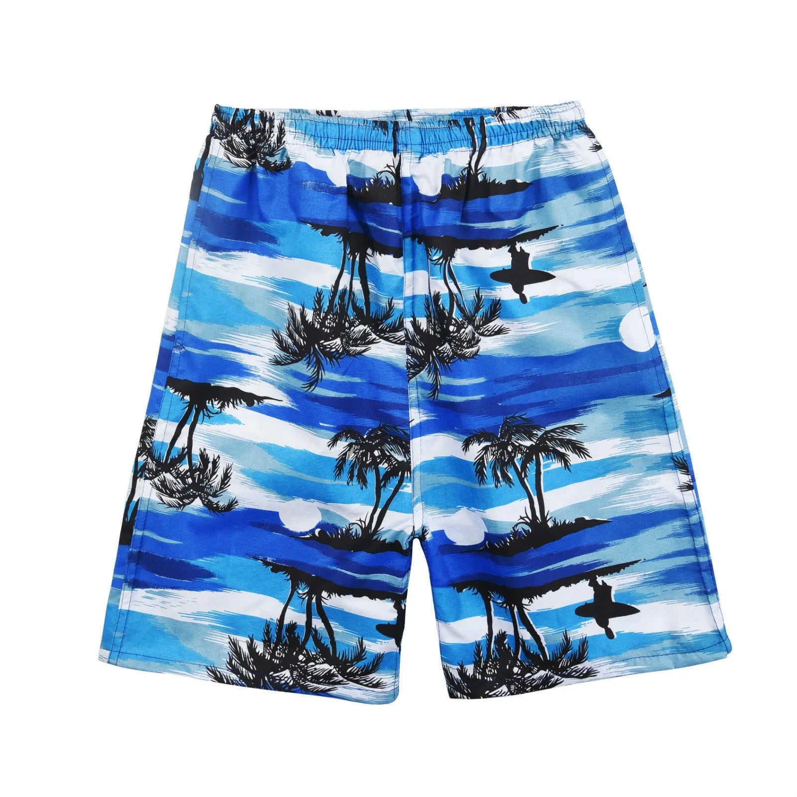 Men's floral print swimming trunks with five-point casual design in polyester fabric