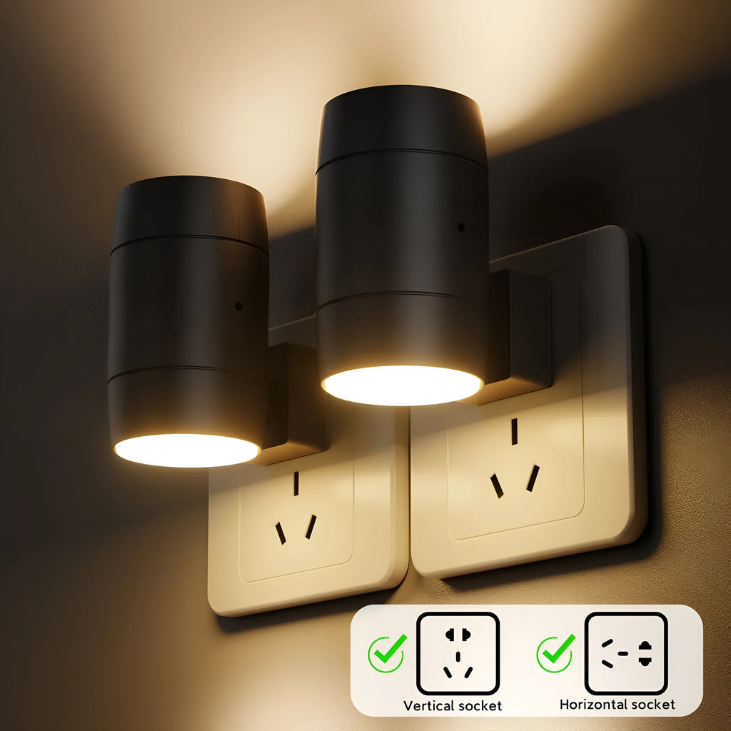 Rotatable small night light with brightness adjustment dial and direct plug design