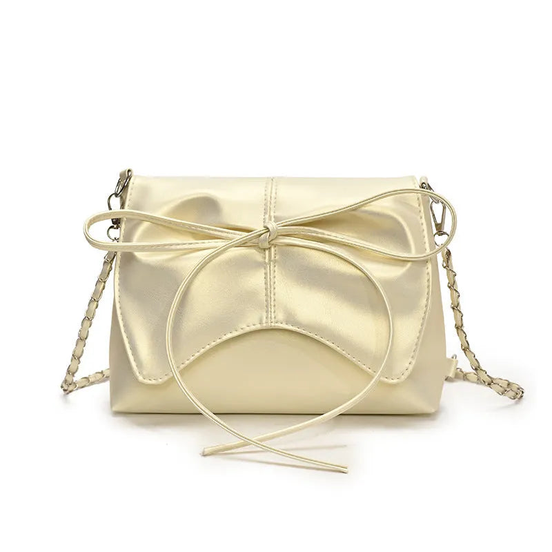 Women's black PU leather crossbody bag with square shape and sewing line detailing