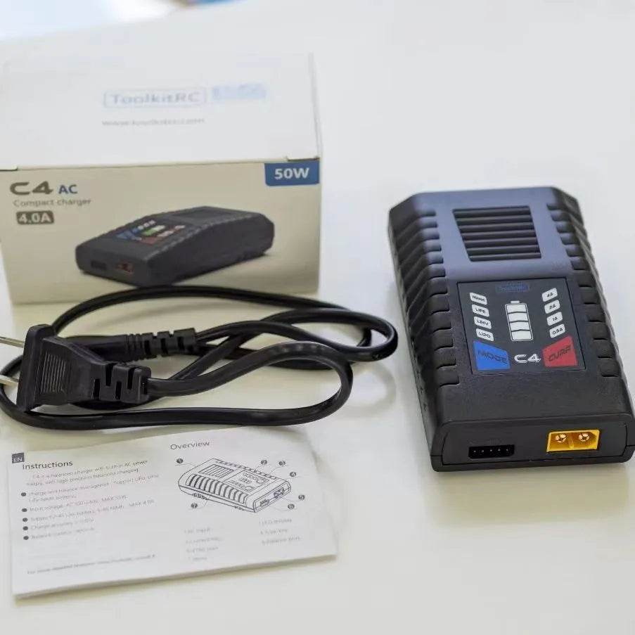 ToolkitRC New C4 50W 4A black UAV balance charger for LiPo LiHv LiFe batteries