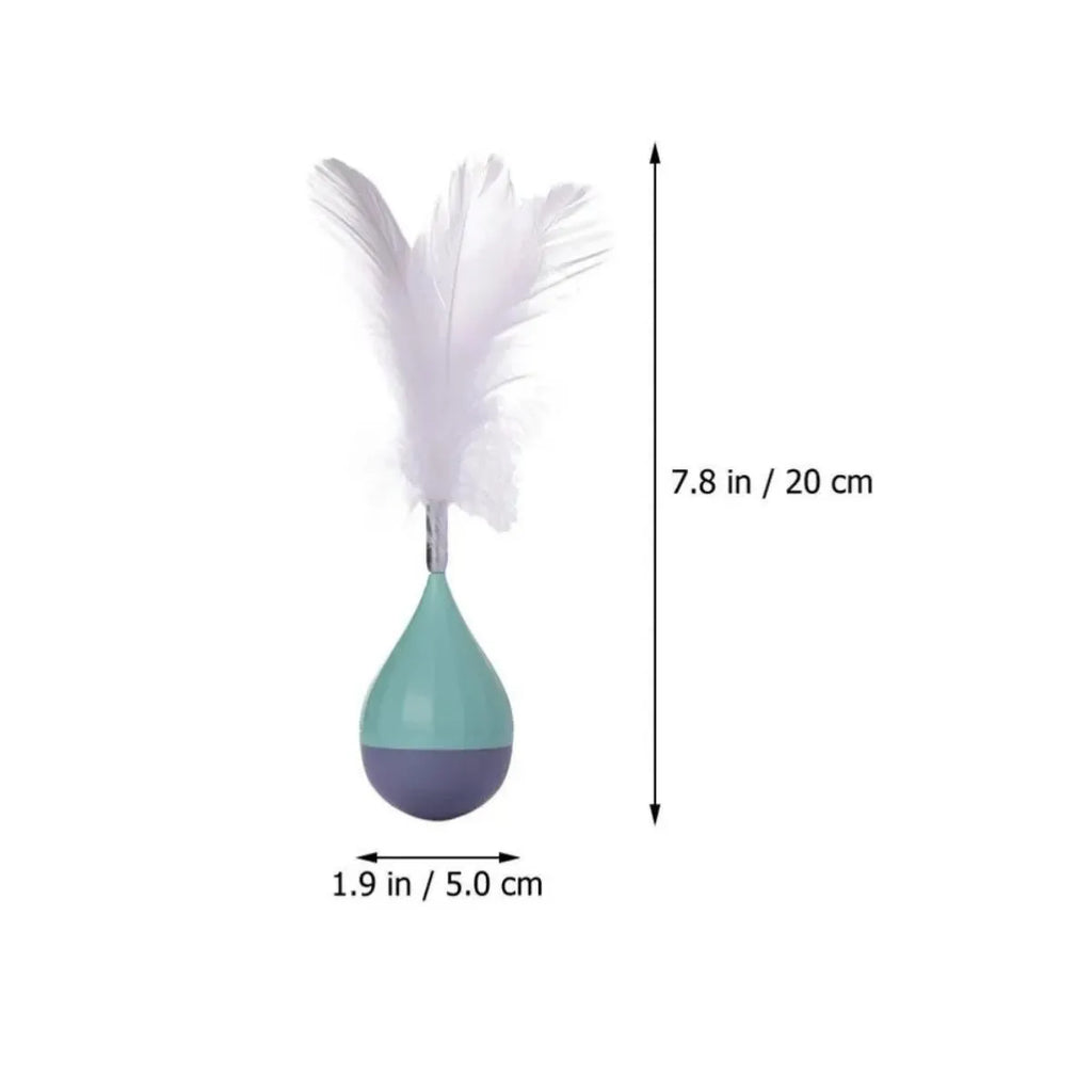 Feather tumbler cat toy with goose feathers, ABS plastic construction and aluminium alloy core