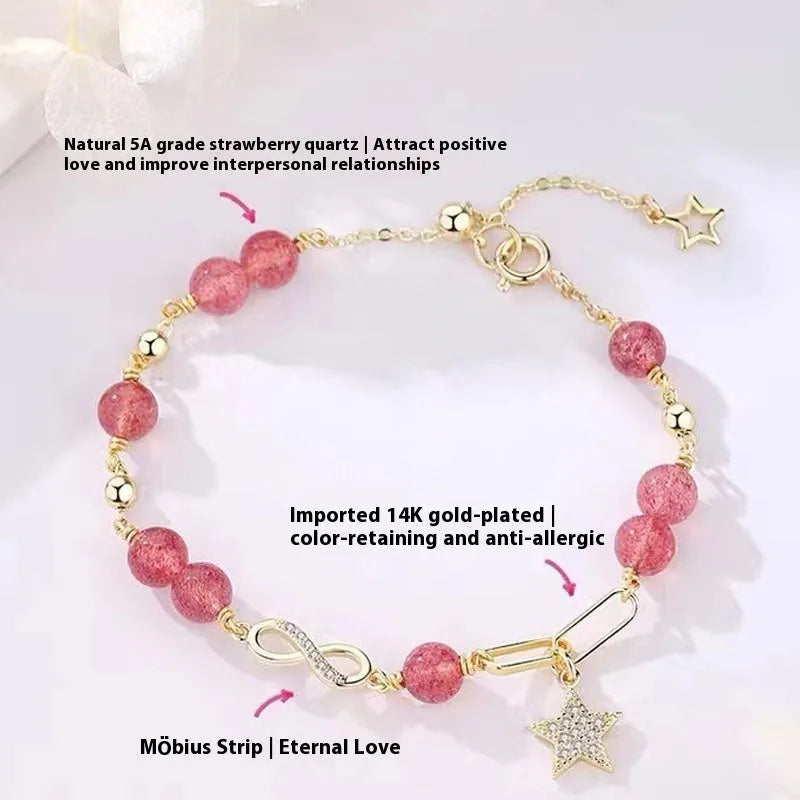 Natural gray moonstone Mobius crystal bracelet with Chinese style constellation design for women