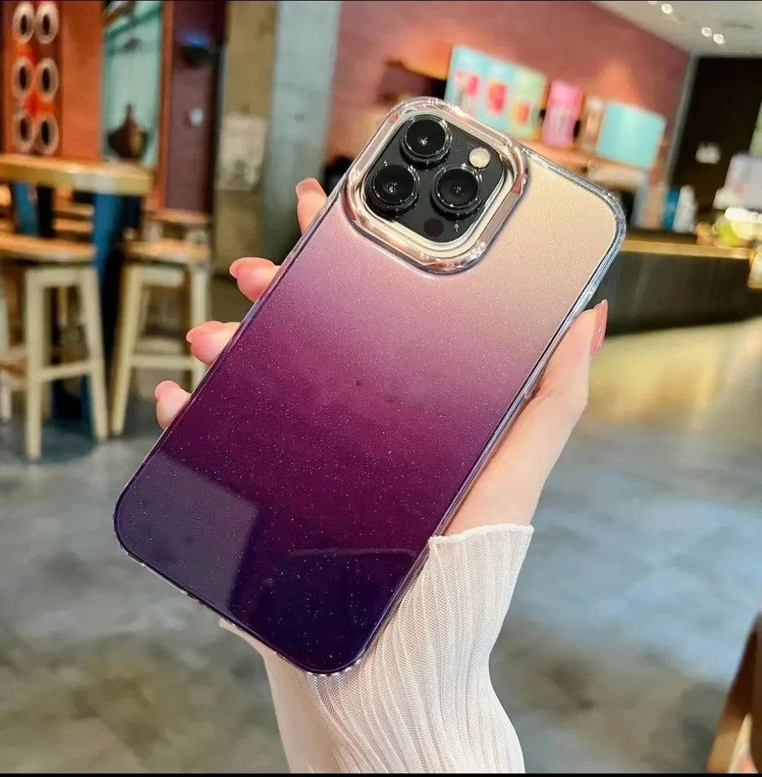 Starry gradient acrylic transparent mobile phone case back cover for iPhone, rainbow colour option