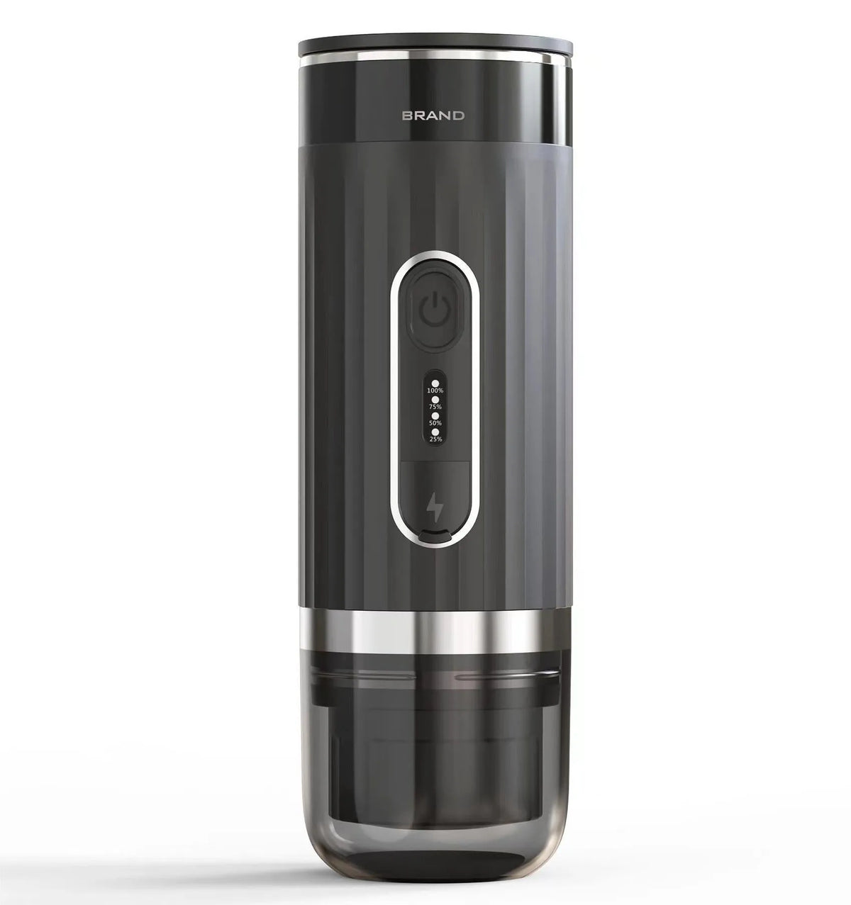 Black portable K-Cup coffee machine for use in car, camping and travel