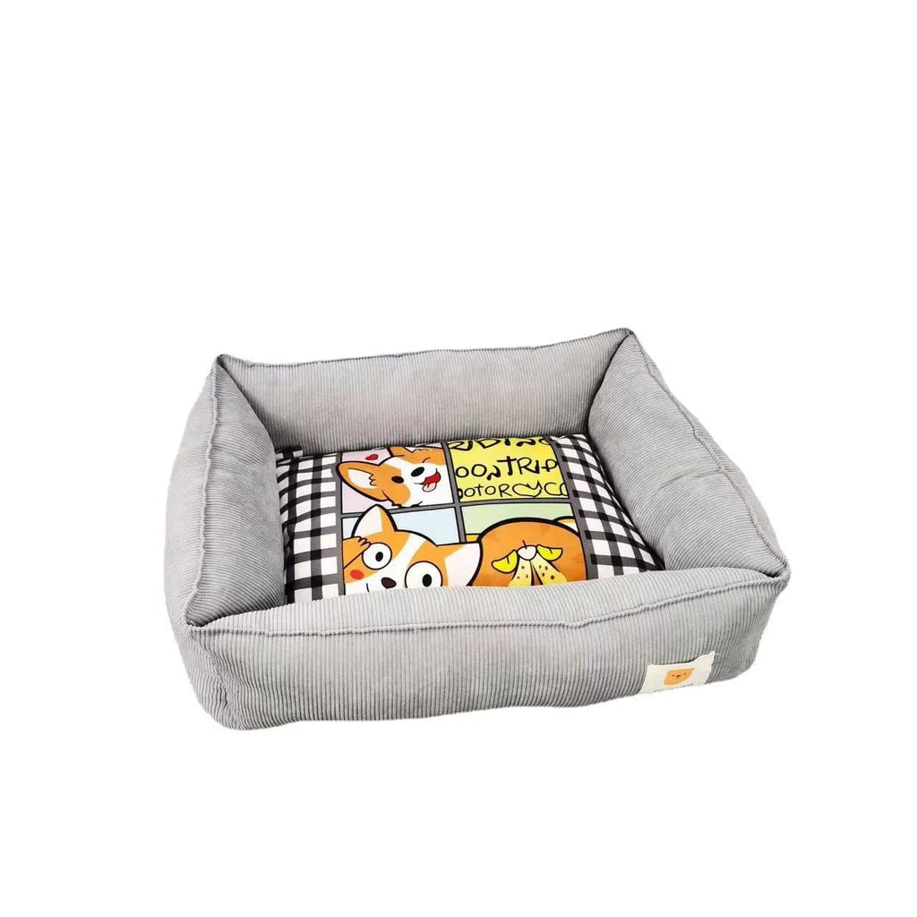 A light blue velvet dog nest bed with plush PP cotton filling, shown in a 50x40cm size.