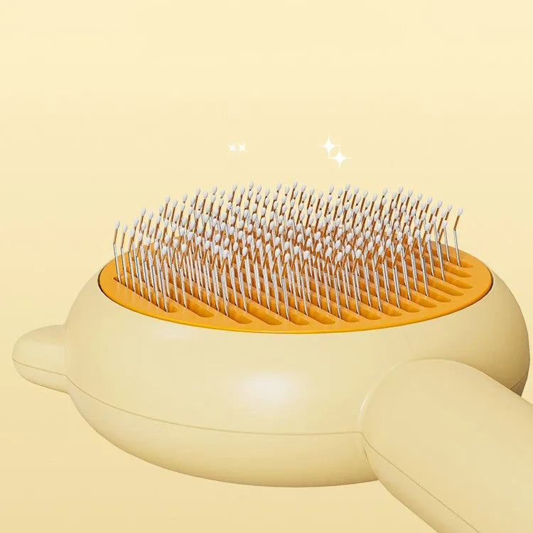 Cat comb with stainless steel teeth and ABS handle in green colour for hair removal and massage