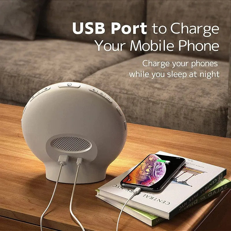 Colourful ambient light bedside lamp with white noise and alarm clock for children, 165mm modern simplicity style