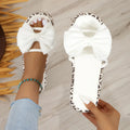 Women's leopard print beach slippers with thick sole and round toe design