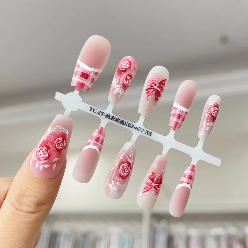 Retro French ballet nail stickers Love Rose colour ultra-thin seamless set 40 pieces