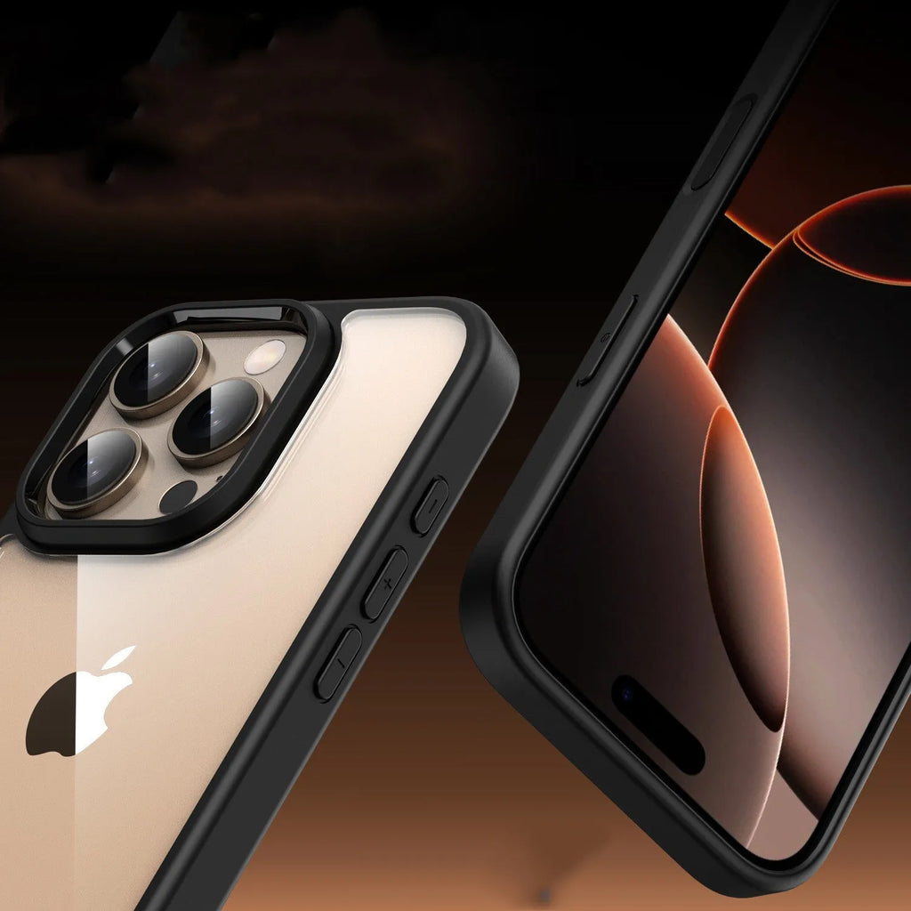 Transparent magnetic iPhone 16 case showing MagSafe compatibility and drop-resistant construction