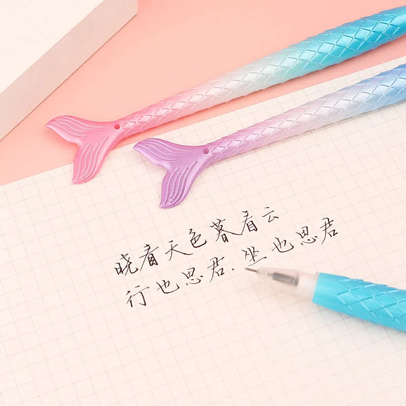 Mermaid cartoon character ballpoint pen with 0.38mm fine tip in random colour selection