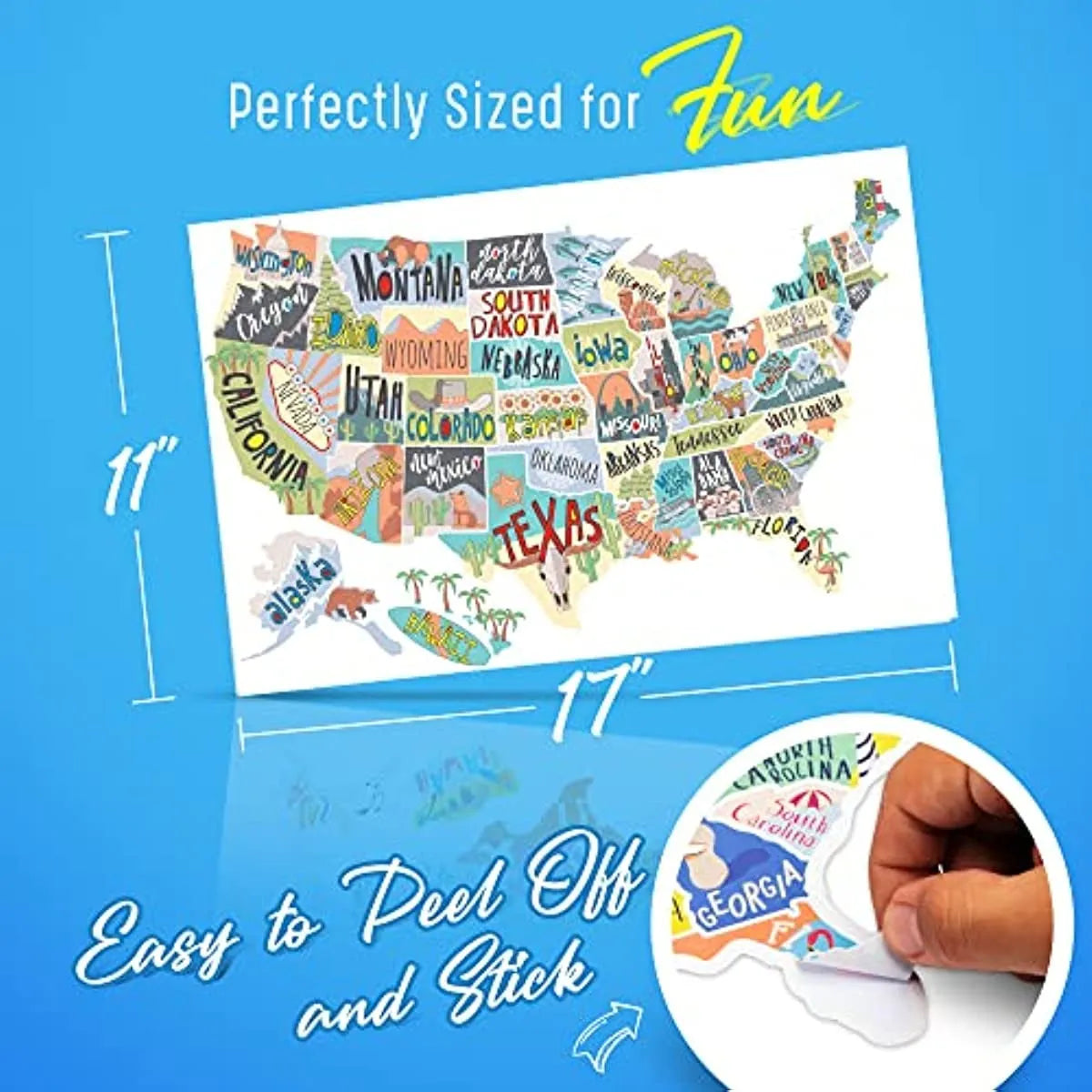 Travel car body sticker set showing adhesive letters with white background map design