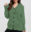 Women's loose fit hooded cardigan sweater in thick cotton, shown in a solid colour.
