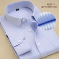 Men's black cotton business shirt with slim fit, long sleeves and cardigan collar