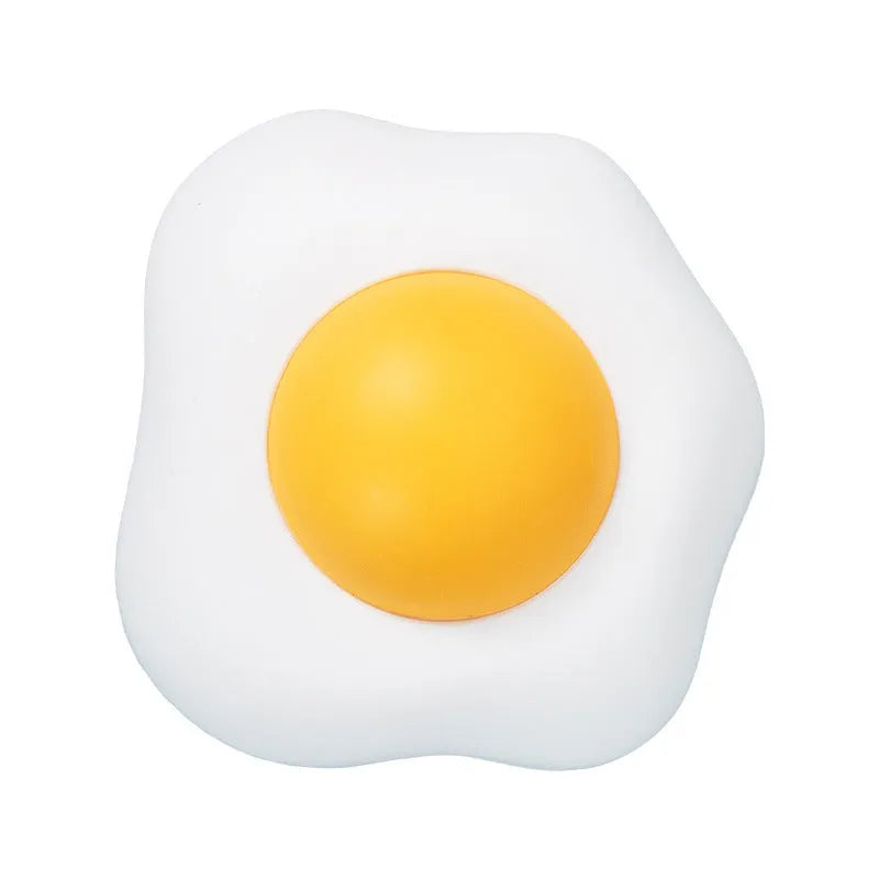 Interactive catnip ball toy in Fried Egg or Poached Egg style with soft plush exterior