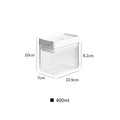 White Japanese-style transparent plastic grain storage container with 400ml capacity