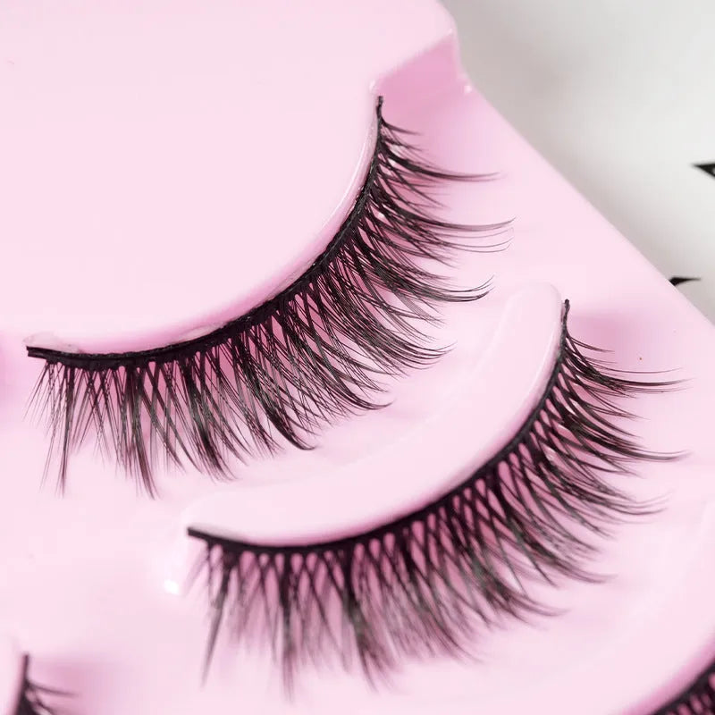 Manga false eyelashes set showing 007, 008 and 009 natural wispy styles for anime cosplay