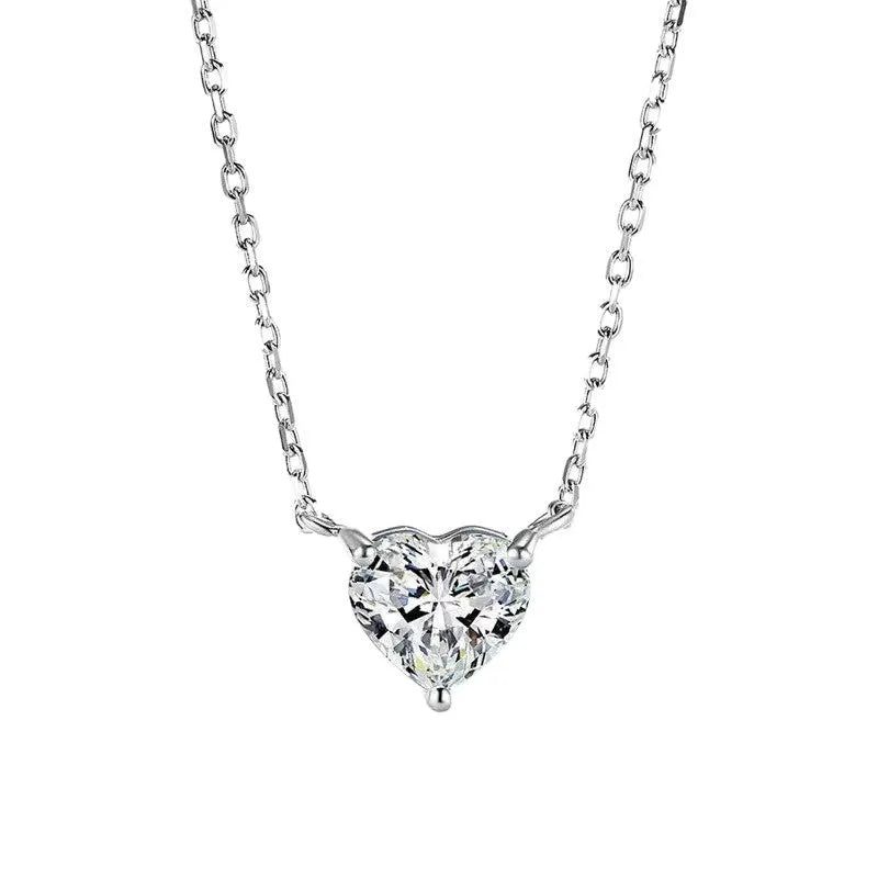 Women's silver-coloured heart necklace with simple copper pendant on chain