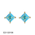 Brass gold-plated drop earrings with pear-shaped zircon stones in candy colours