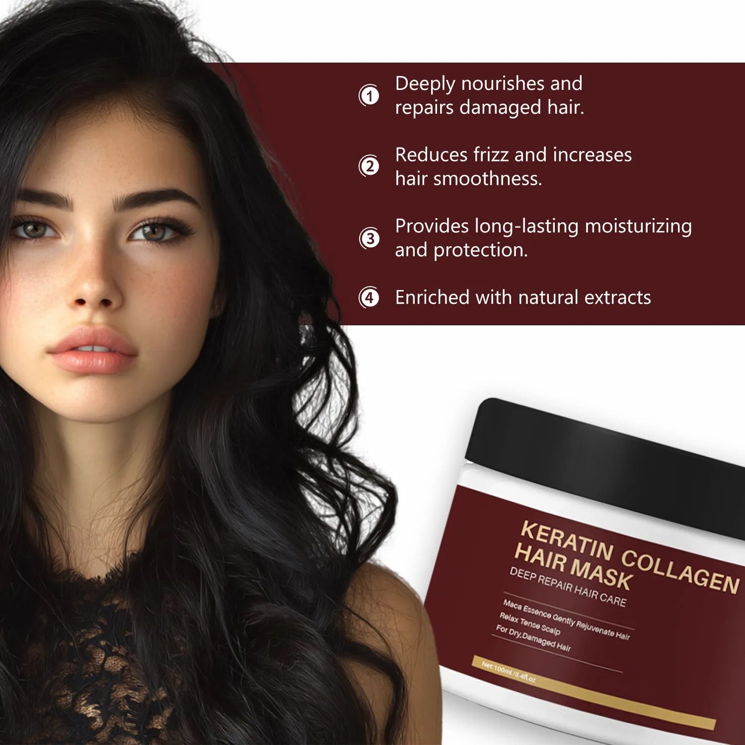 100ml collagen hair mask for moisturising and repairing treatment of dense hair