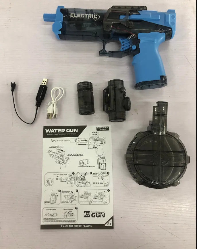Fire Rat electric water pistol with cool lights in blue colour