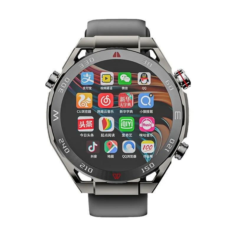 Smart watch phone with 1.43-inch IPS screen, ceramic body, silicone strap, black colour option