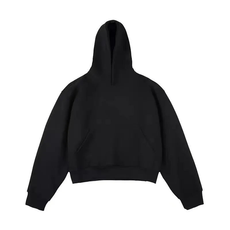 Chinese cotton velvet hooded sweater with removable hood in street fashion style