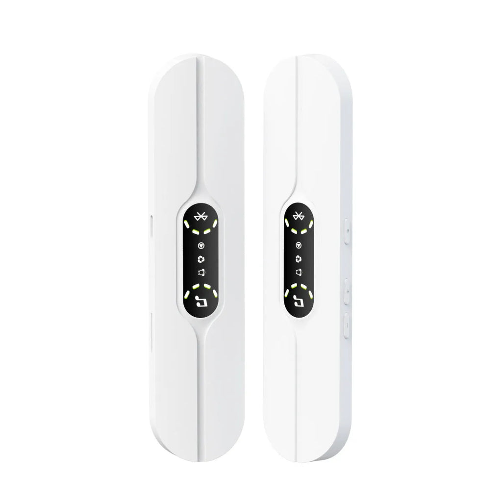 Bone conduction wireless Bluetooth music box in black with USB recharge port and timing control buttons