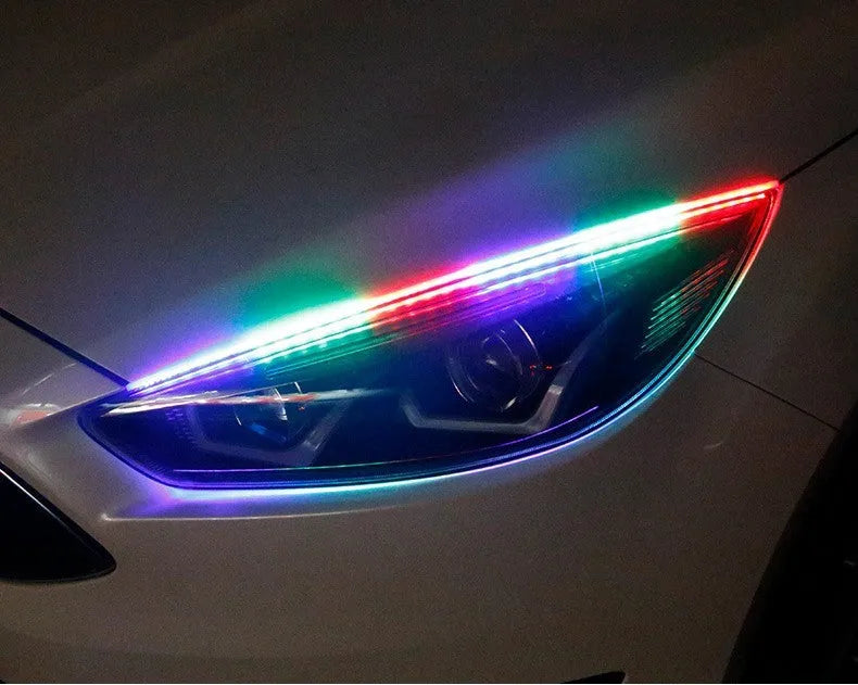 Universal RGB LED daytime running light kit with remote control for General Motors cars.