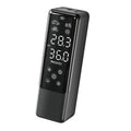 Portable 12V car tyre inflator pump in black with LED light and pressure gauge, model VC05