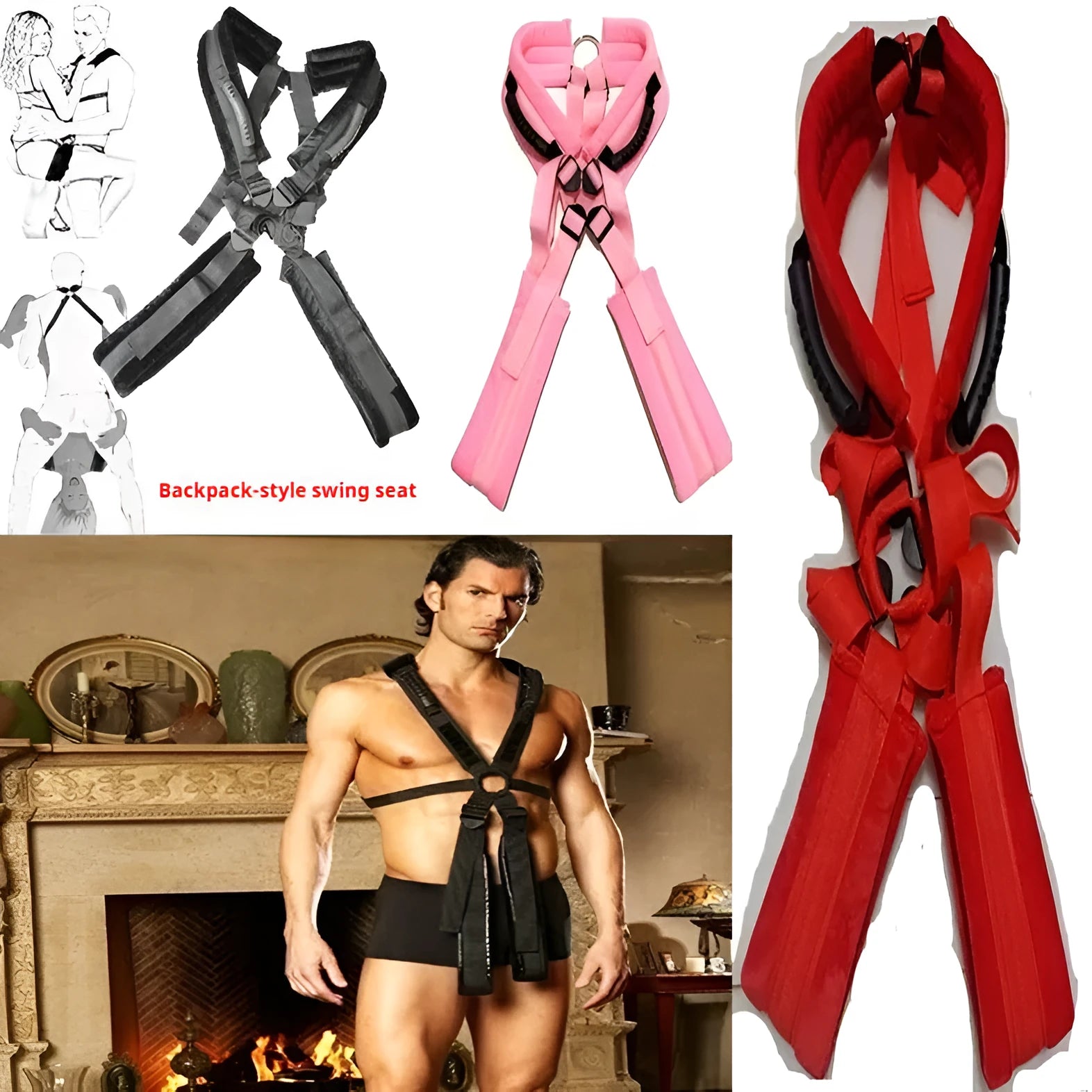 Nylon backpack swing couple binding auxiliary supply in black pink and red colour options
