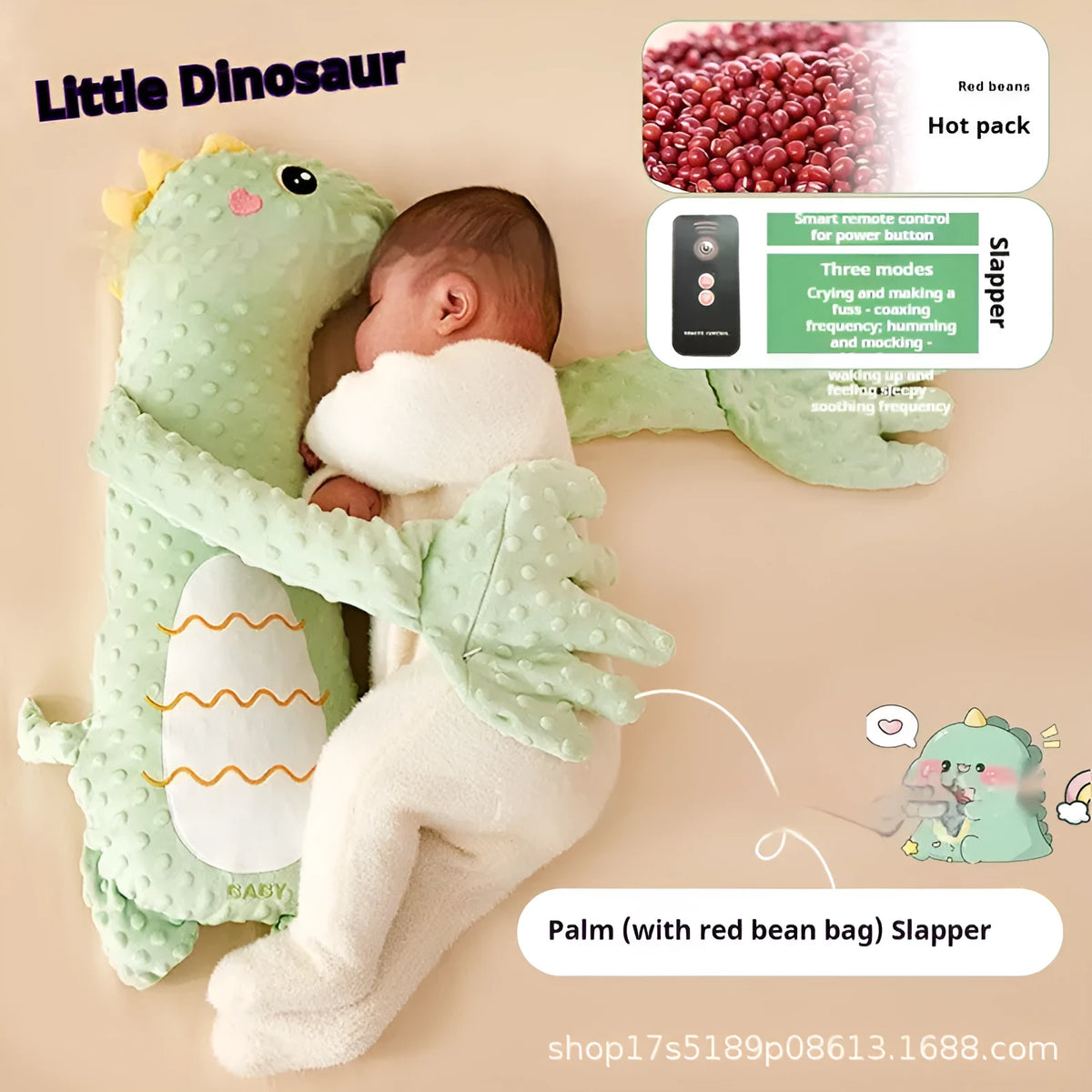 Soothing baby sleeping pillow animal doll in Long Life edition, available in Dinosaur, Moore Rabbit, Big White Geese, and Deer colours