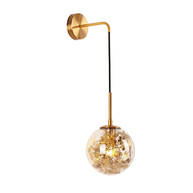 Modern glass bedside wall lamp in golden flower or silver flower finish