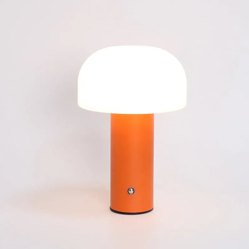 USB table lamp with dual power options in white, black, orange, or green colour combinations