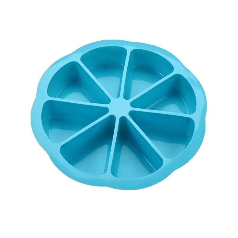 Round silicone cake mold in blue for baking cakes, modern simplicity style